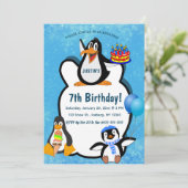Invitation Anniversaire de Pengouins éditable dans la Neige (Debout devant)