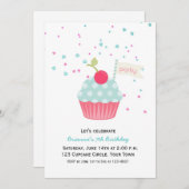 Invitation Anniversaire de petit gâteau et de confettis (Devant / Derrière)