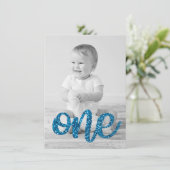 Invitation Anniversaire de photo bleue de parties (Debout devant)