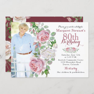 Invitation Anniversaire de photo rose rose de pays de