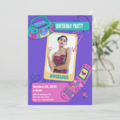 Invitation Anniversaire de photo rose vif y2k (Debout devant)