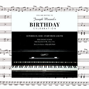 Invitation anniversaire de piano classique