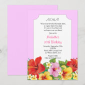 Invitation Anniversaire de Pink Aloha Luau (Devant / Derrière)