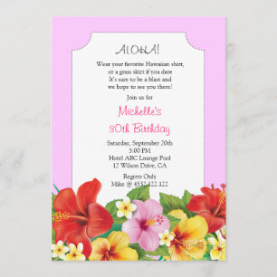 Invitation Anniversaire de Pink Aloha Luau