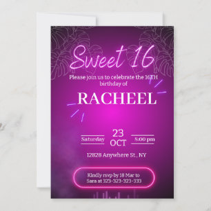 Invitation Anniversaire de Pink Neon