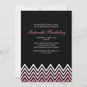 Invitation Anniversaire de Pink Ombre Chevrons