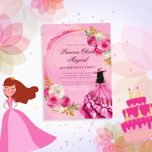 Invitation Anniversaire de Pink Royal Little Princ