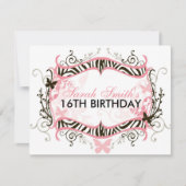 Invitation Anniversaire de Pink Zebra (Devant)