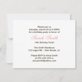 Invitation Anniversaire de Pink Zebra (Dos)