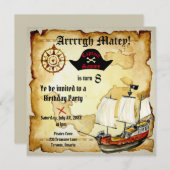 Invitation Anniversaire de Pirate ! (Devant / Derrière)