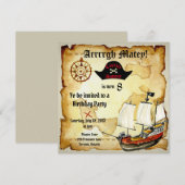 Invitation Anniversaire de pirate Parrrty ! (Devant / Derrière)
