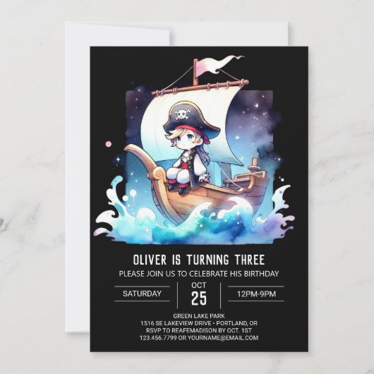 Invitation Anniversaire de pirates enchantés sur mesure (Devant)