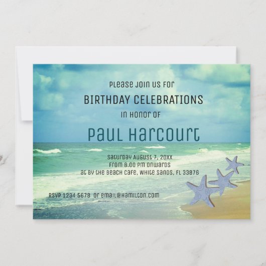 Invitation Anniversaire de plage (Devant)