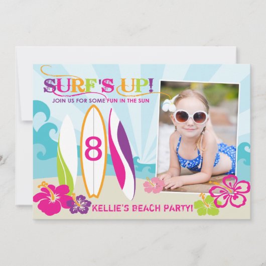 Invitation Anniversaire de plage de conseils de bébé et de (Devant)
