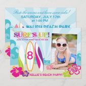 Invitation Anniversaire de plage de conseils de bébé et de (Devant / Derrière)