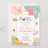 Invitation Anniversaire de plage de pinède tropicale d'été (Devant)