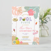 Invitation Anniversaire de plage de pinède tropicale d'été (Debout devant)