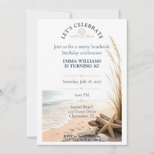 Invitation Anniversaire de plage océanique côtière