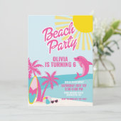 Invitation Anniversaire de plage rose à Malibu (Debout devant)