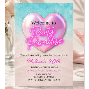 Invitation Anniversaire de plage tropicale Paradis de la fê