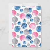 Invitation Anniversaire de points rose bleu gris fantaisiste (Dos)