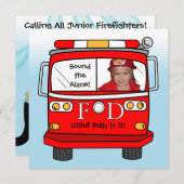 Invitation Anniversaire de pompier de photo de délivrance de (Devant / Derrière)