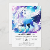 Invitation Anniversaire de Pony Editable Moderne (Devant / Derrière)