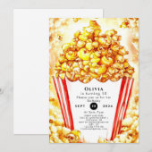 Invitation Anniversaire de Popcorn pour enfants magiques (Devant / Derrière)