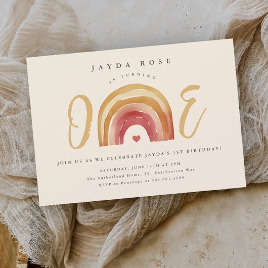 Invitation Anniversaire de premier Boho Rainbow One