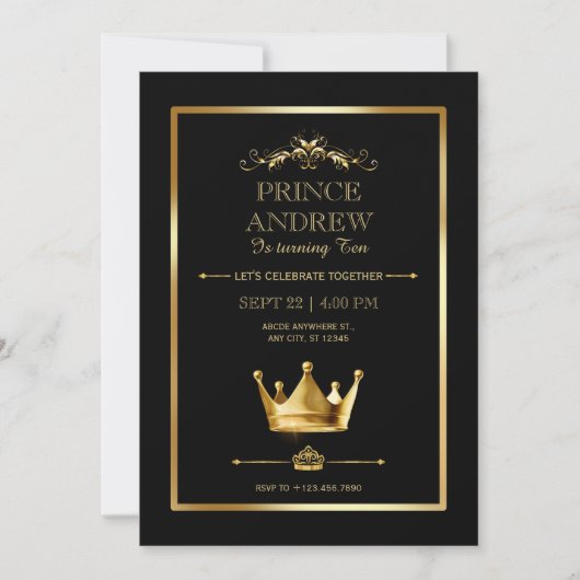 Invitation Anniversaire de Prince (Devant)