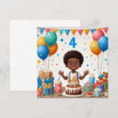 Invitation anniversaire de quatre ans (Devant / Derrière)