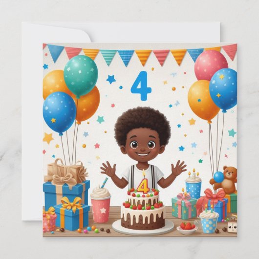 Invitation anniversaire de quatre ans (Devant)