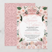 Invitation Anniversaire de Quinceanera à fleurs roses blanche (Devant / Derrière)