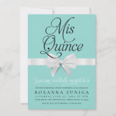 Invitation Anniversaire de Quinceanera Bleu Élégant (Devant)