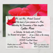 Invitation Anniversaire de Quinceanera de rose assez rouge (Devant / Derrière)