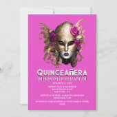 Invitation Anniversaire de quinceanera en or rose (Devant)