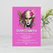 Invitation Anniversaire de quinceanera en or rose (Debout devant)
