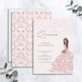 Invitation Anniversaire de Quinceanera en or rose élégant