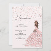 Invitation Anniversaire de Quinceanera en or rose élégant (Devant)