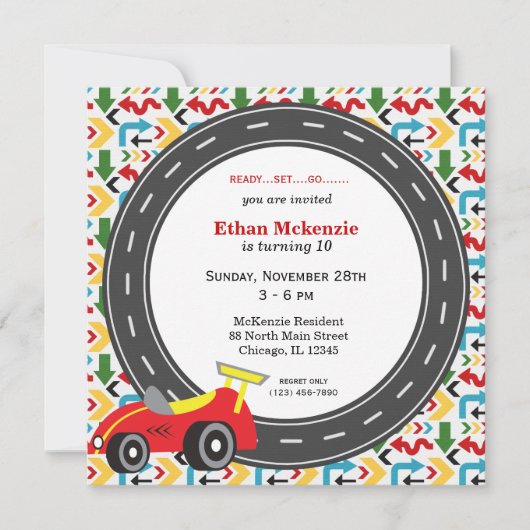 Invitation Anniversaire de Racecar (Devant)