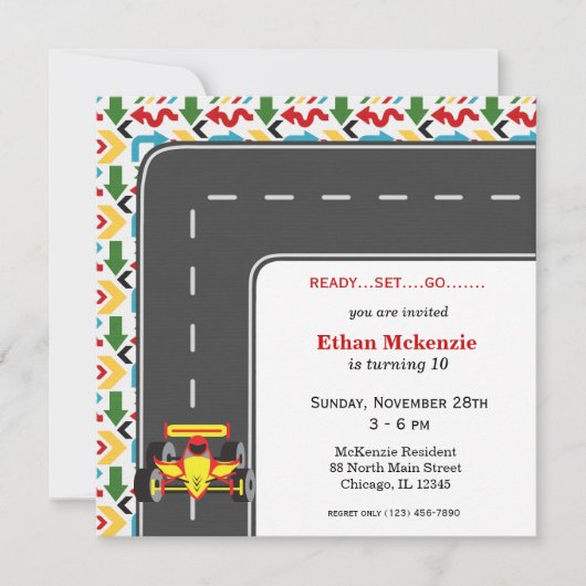 Invitation Anniversaire de Racecar (Devant)