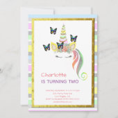 Invitation Anniversaire de rayures de pastel de visage de (Devant)