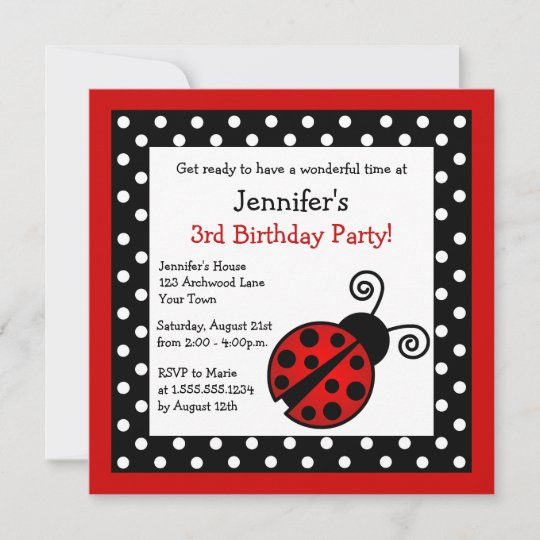 Invitation Anniversaire De Red Ladybug Pois Noirs Et Blancs Zazzle Be