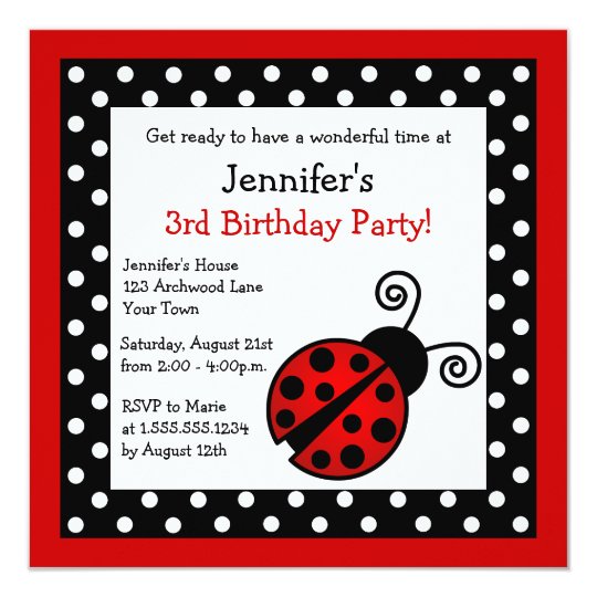 Invitation Anniversaire De Red Ladybug Pois Noirs Et Blancs Zazzle Be