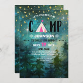 Invitation Anniversaire de région sauvage de forêt de nuit de (Devant / Derrière)