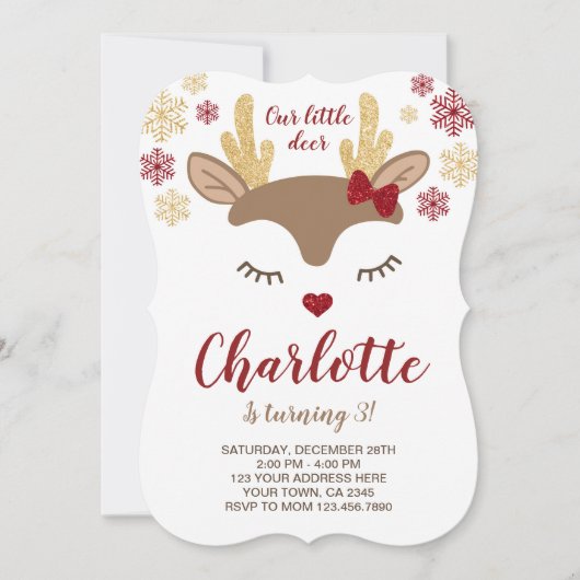 Invitation Anniversaire de Reindee (Devant)