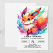 Invitation Anniversaire de Renard numérique enchanté (Devant / Derrière)