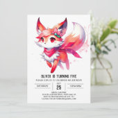Invitation Anniversaire de Renard numérique enchanté (Debout devant)