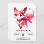 Invitation Anniversaire de Renard numérique enchanté (Devant / Derrière)