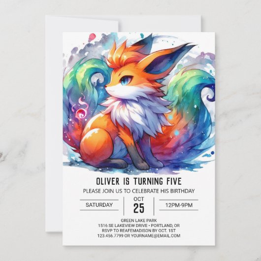 Invitation Anniversaire de Renard numérique enchanté (Devant)